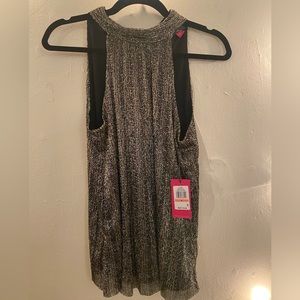 Vince Camuto - “Rich Black Sparkle & Shine” Gold Halter Tank - Size S - NWT